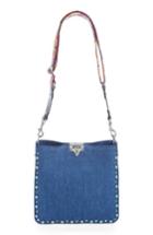 Valentino Small Rolling Rockstud Guitar Strap Denim Shoulder Bag -