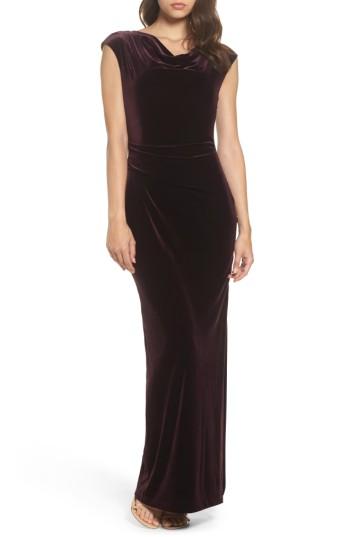 Women's Vince Camuto Cap Sleeve Draped Velvet Gown - Purple