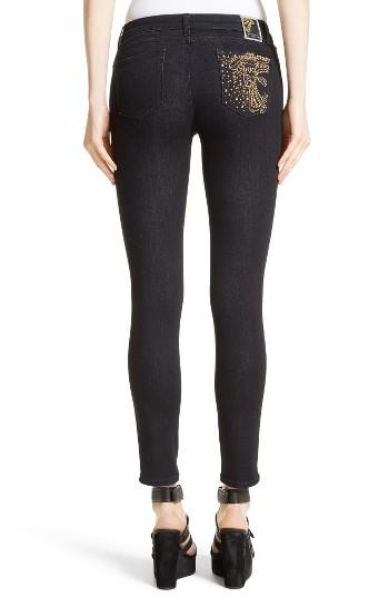 Women's Versace Collection Studded Logo Pocket Skinny Jeans