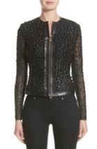 Women's Versace Collection Pieced Leather Jacket Us / 42 It - Black