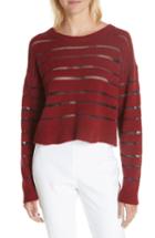 Women's Rag & Bone Penn Sheer Stripe Crop Sweater, Size - Grey