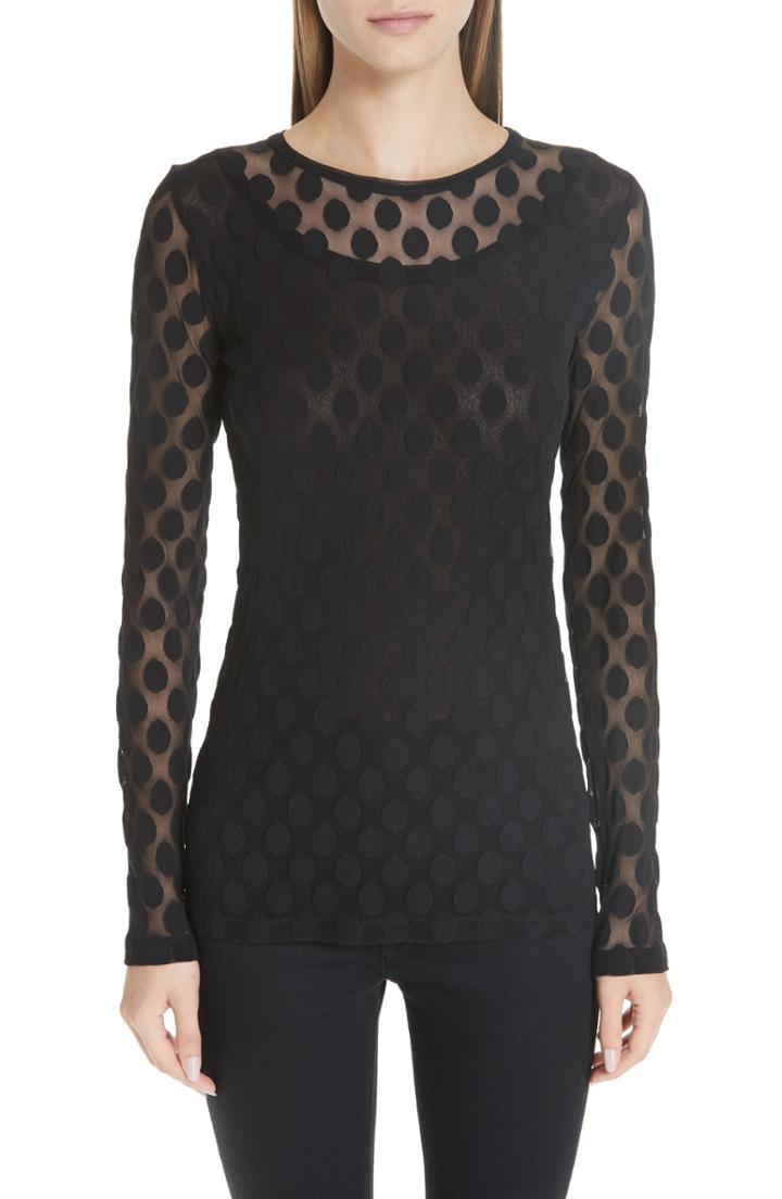 Women's Fuzzi Dot Tulle Top - Black