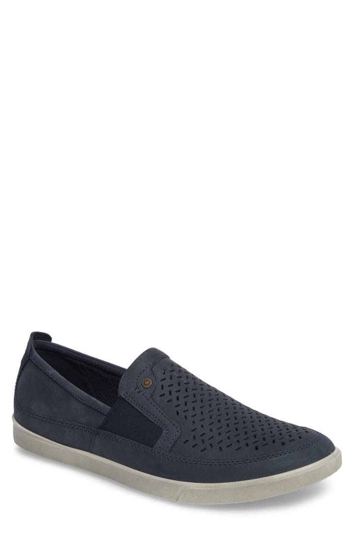Men's Ecco 'collin' Perforated Slip On Sneaker -7.5us / 41eu - Blue