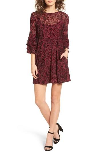 Women's Speechless Velvet Detail Minidress - Burgundy