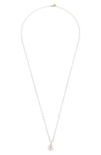Women's Round Genuine Pearl & Diamond Pendant Necklace