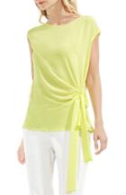 Petite Women's Vince Camuto Side Tie Mixed Media Blouse, Size P - Green