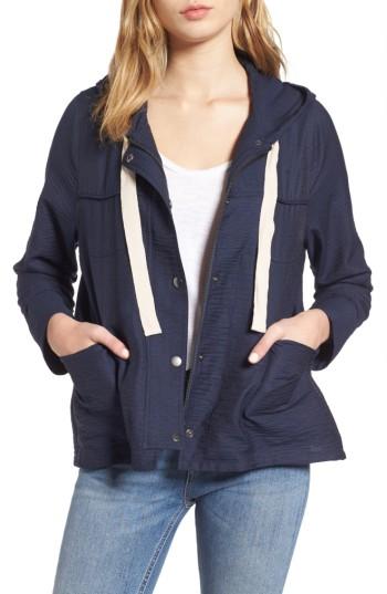 Women's Guest Editor Hooded Swing Jacket, Size - Blue