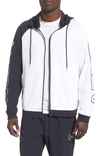 Men's Under Armour Baseline Hooded Jacket - White
