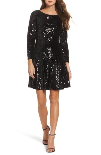Women's Eliza J Sequin Fit & Flare Dress