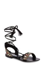 Women's Steve Madden Orva Embellished Ghillie Wrap Sandal M - Black