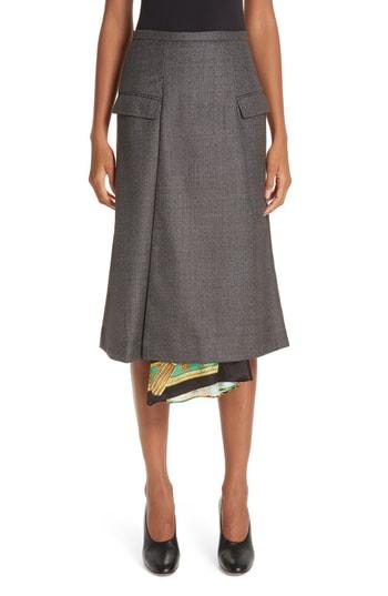 Women's Toga Scarf Panel Wool Wrap Skirt Us / 38 Fr - Grey