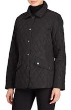 Petite Women's Lauren Ralph Lauren Faux Leather Trim Quilted Jacket P - Black