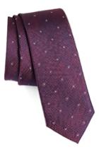Men's Calibrate Fleur Medallion Silk Skinny Tie, Size - Red
