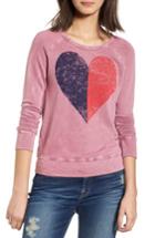 Women's Sundry Split Heart Terry Sweatshirt - Pink