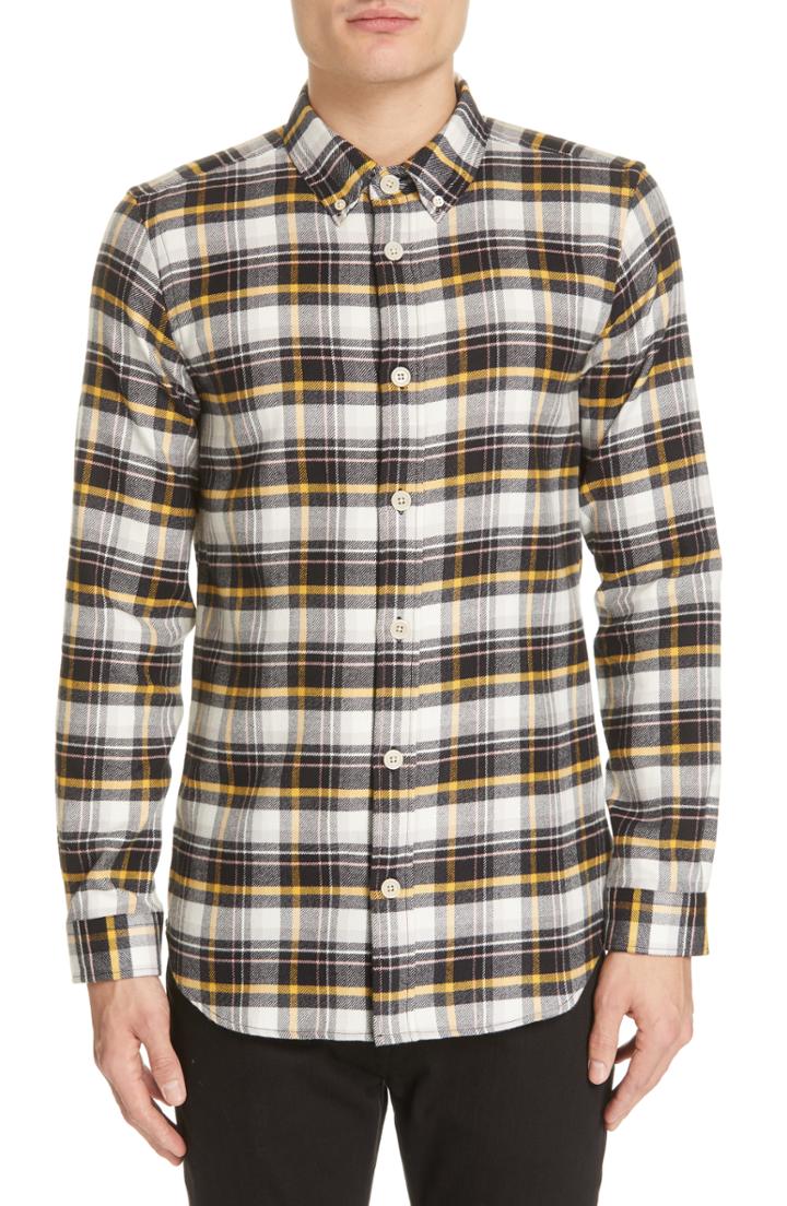 Men's Ps Paul Smith Plaid Flannel Shirt - Black