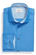 Men's Ted Baker London Endurance Trim Fit Geometric Dress Shirt 32/33 - Blue