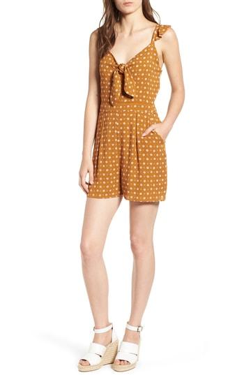 Women's One Clothing Tie Front Romper - Yellow