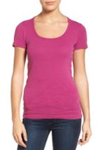 Women's Caslon Short Sleeve Scoop Neck Tee, Size P - Purple