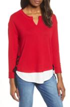 Women's Wit & Wisdom Lace-up Layered Look Top - Red