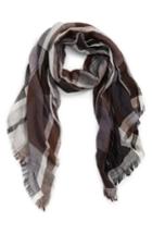 Women's David & Young Oblong Plaid Scarf, Size - Grey