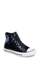 Women's Converse Chuck Taylor All Star Sequin High Top Sneaker .5 M - Blue