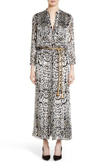 Women's Adam Lippes Ocelot Print Veltvet Jacquard Dress - Black