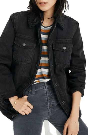 Women's Madewell Oversize Denim Jacket With Fleece Collar