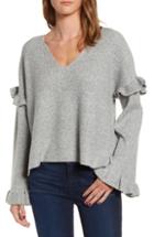 Women's Cupcakes And Cashmere Ruffle Slouchy Sweater - Grey
