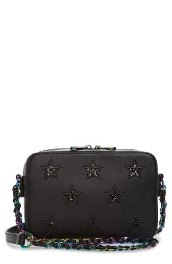 Chelsea28 Bella Glitter Star Faux Leather Crossbody Bag - Black