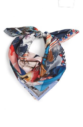 Women's Christian Lacroix Jardin Centaure Square Silk Scarf, Size - Blue