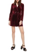 Women's Topshop Double Breasted Velvet Blazer Dress Us (fits Like 6-8) - Burgundy