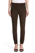 Women's Lafayette 148 New York Suede Front Punto Milano Riding Leggings, Size - Brown