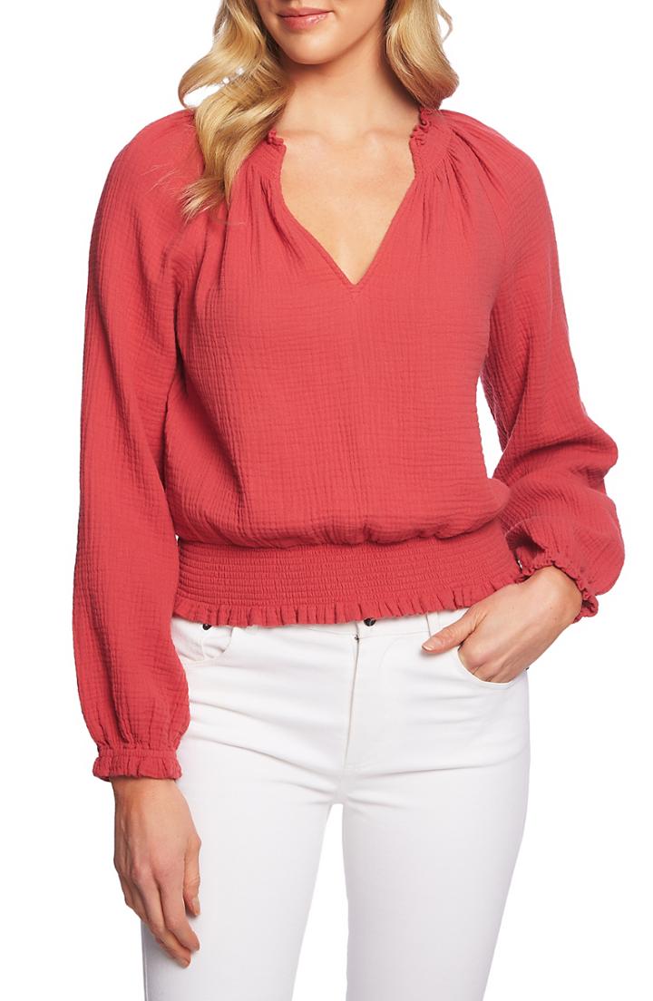 Women's 1.state Smocked Top - Orange