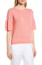 Women's Nordstrom Signature Ruffled Sleeve Cashmere Sweater - Coral