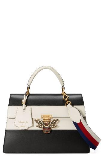 Gucci Queen Margaret Top Handle Leather Satchel - Black