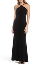 Women's Xscape Halter Velvet Mermaid Gown - Black