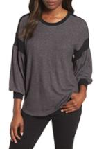 Women's Bobeau Blouson Sleeve Fleece Knit Top - Grey