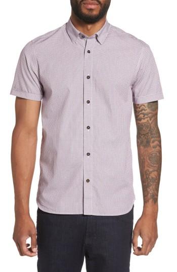 Men's Ted Baker London Tennent Trim Fit Microprint Woven Shirt (l) - Purple