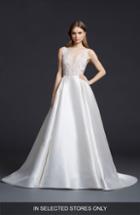 Women's Lazaro Embroidered Chiffon Trumpet Gown, Size - Ivory