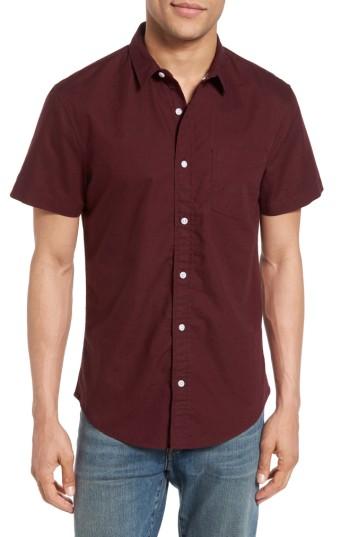 Men's 1901 Print Cotton Oxford Shirt - Burgundy