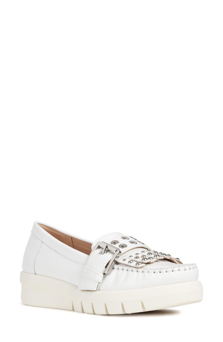 Women's Geox Wimbley Studded Kiltie Loafer Us / 35eu - White