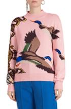Women's Burberry Deckers Intarsia Duck Cotton Blend Sweater - Pink