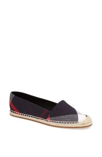 Women's Burberry Hodgeson Check Print Espadrille Flat .5us / 39.5eu - Blue