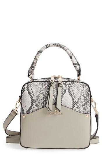 Celine Dion Motif Top Handle Leather Satchel - Grey