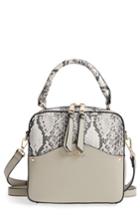 Celine Dion Motif Top Handle Leather Satchel - Grey