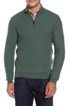 Men's David Donahue Honeycomb Quarter Zip Sweater, Size - Green