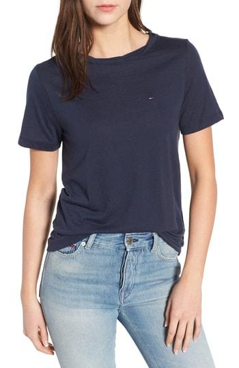 Women's Tommy Jeans Twist Neck Tee, Size - Black