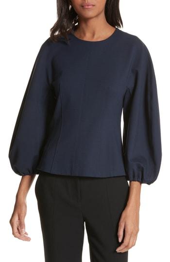 Women's Tibi Watts Balloon Sleeve Oxford Top, Size - Blue