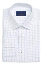 Men's David Donahue Regular Fit Check Dress Shirt .5 - 34/35 - White
