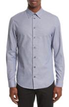 Men's Armani Collezioni Geo Jacquard Sport Shirt, Size - Blue